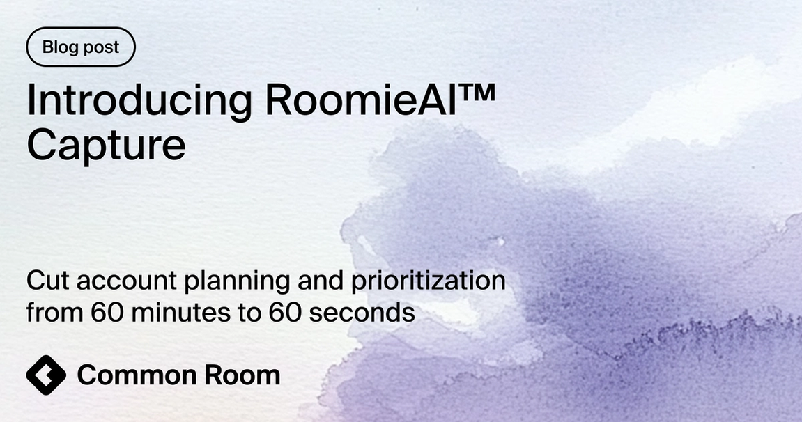 Blog title card with title: "Introducing RoomieAI™ Capture: Cut account prioritization and personalization from 60 minutes to 60 seconds"
