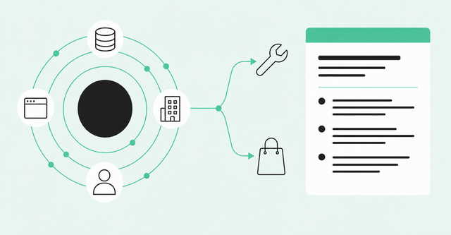 Buyer data sources feeding a fork between building and buying an account research agent