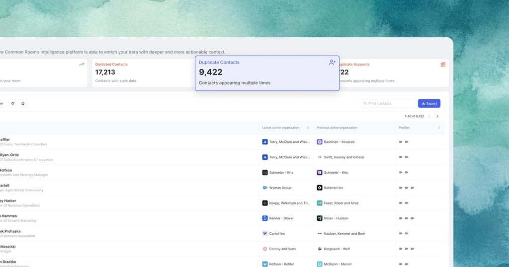 Image highlighting duplicate contact records