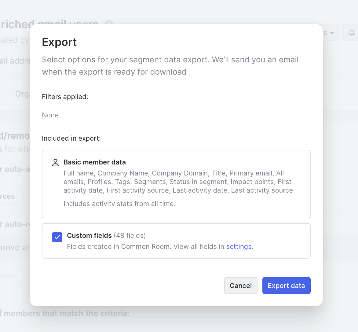 Export enriched users to CSV