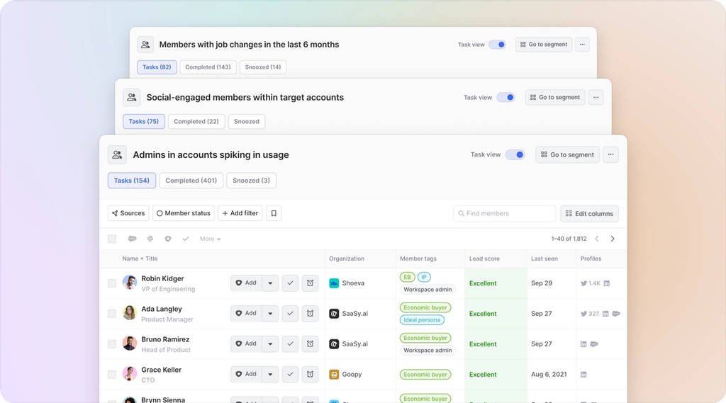 Image of segments with lead scores