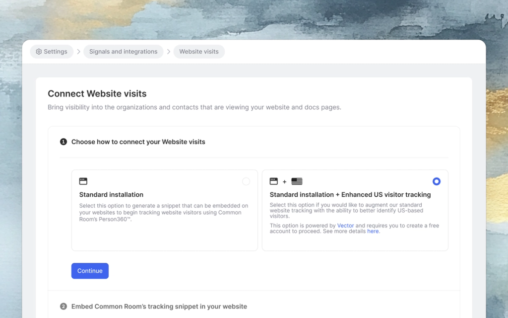 Image of enhanced website visitor identification setup