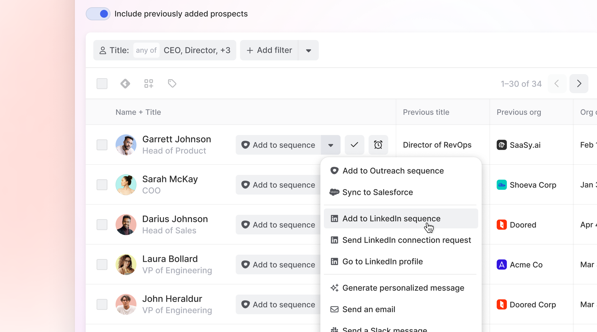 Image of LinkedIn action option
