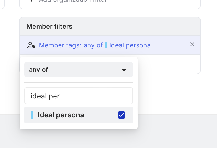 Set a filter by member tag