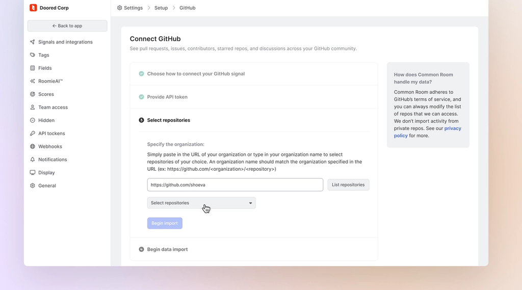 Image of GitHub listening setup
