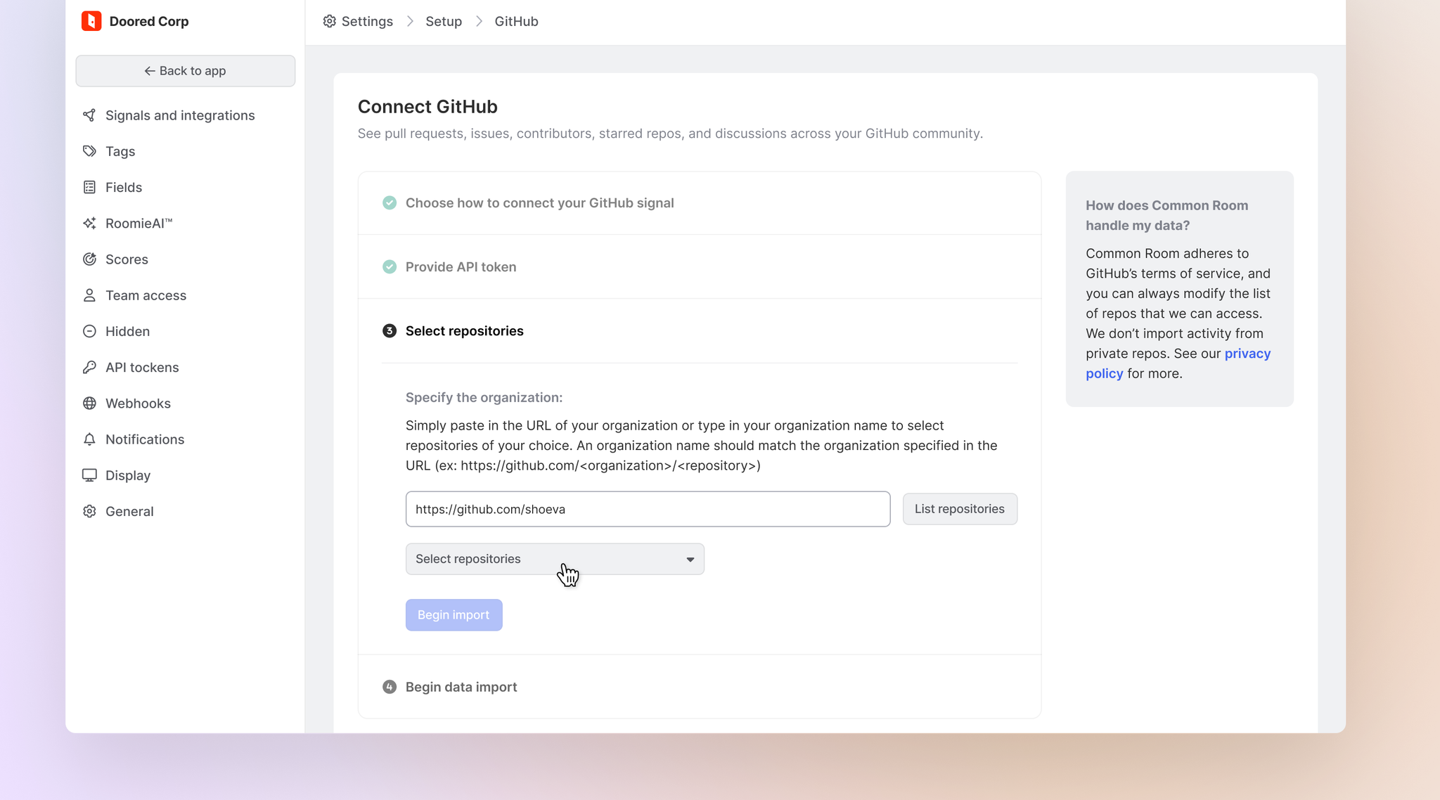 Image of GitHub listening setup
