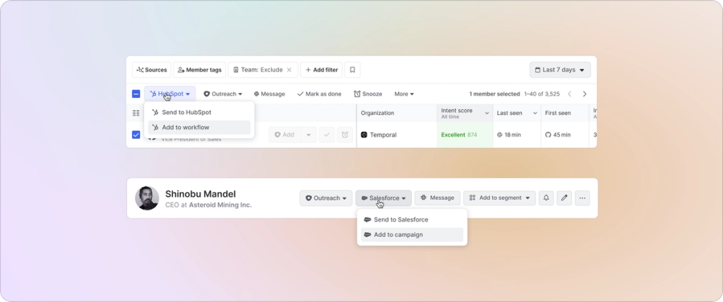 Add a single lead to a HubSpot workflow or Salesforce campaign