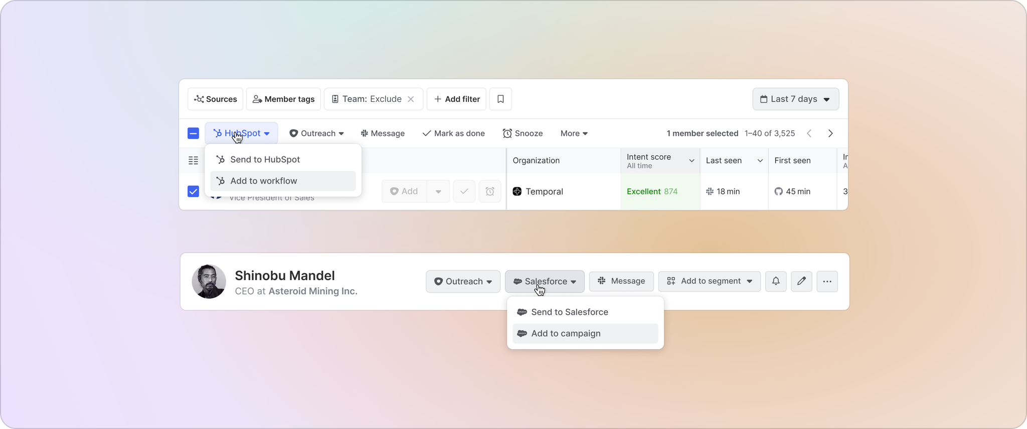Add a single lead to a HubSpot workflow or Salesforce campaign