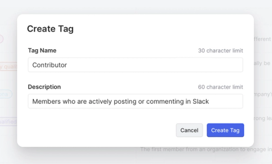 Add a tag name and description