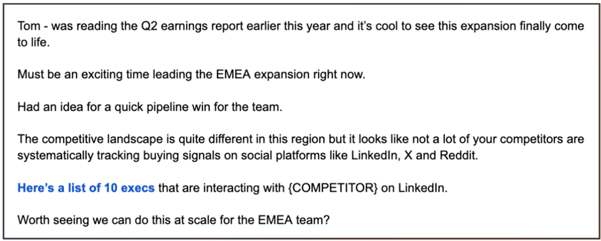 Example of email
