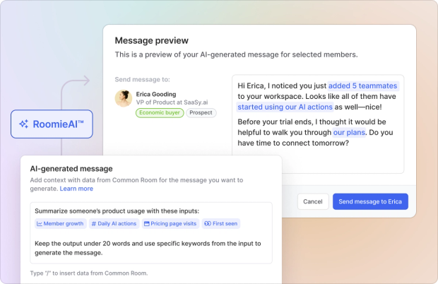 Image of RoomieAI message snippets
