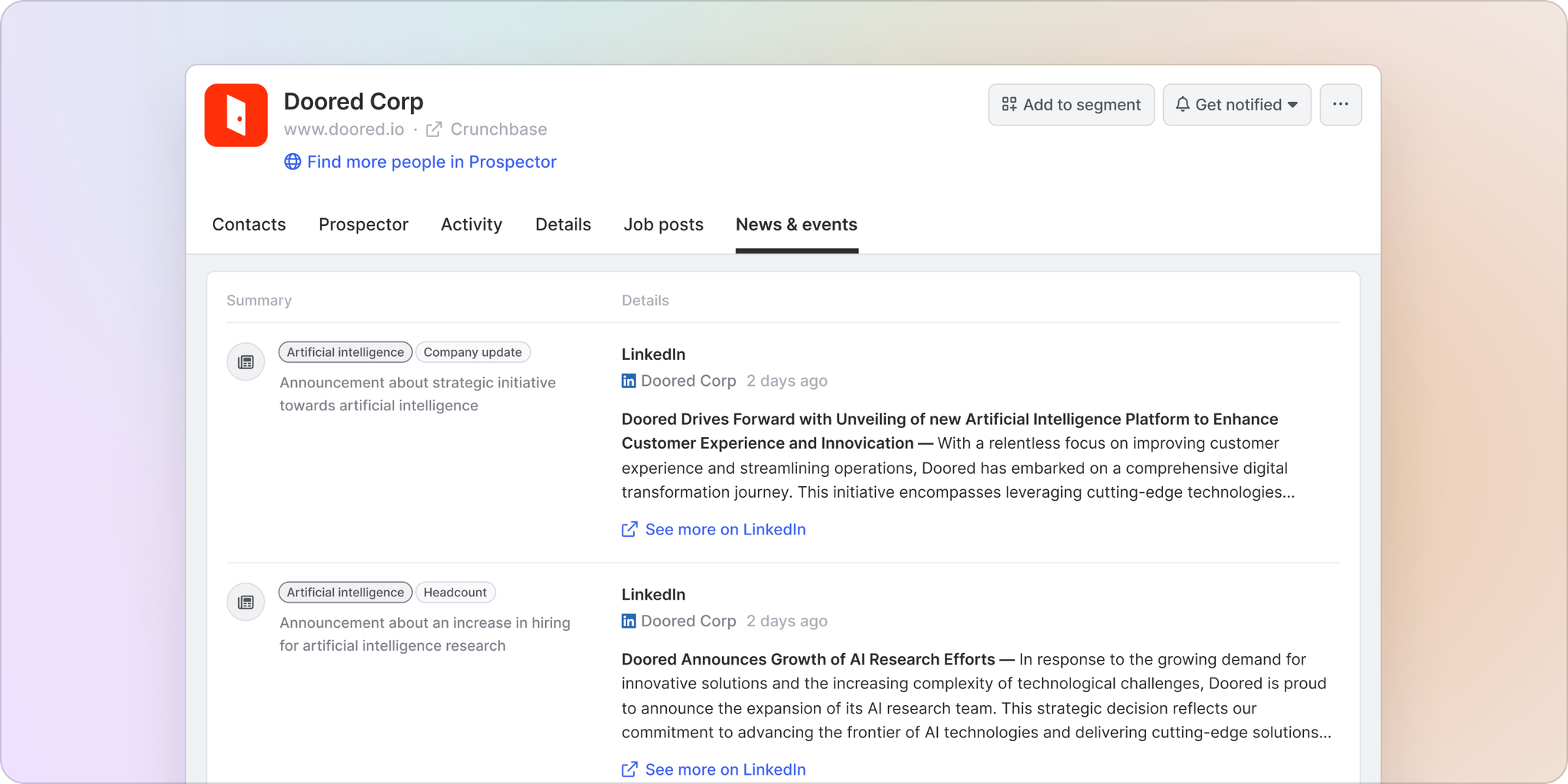 Image of news and event tracking