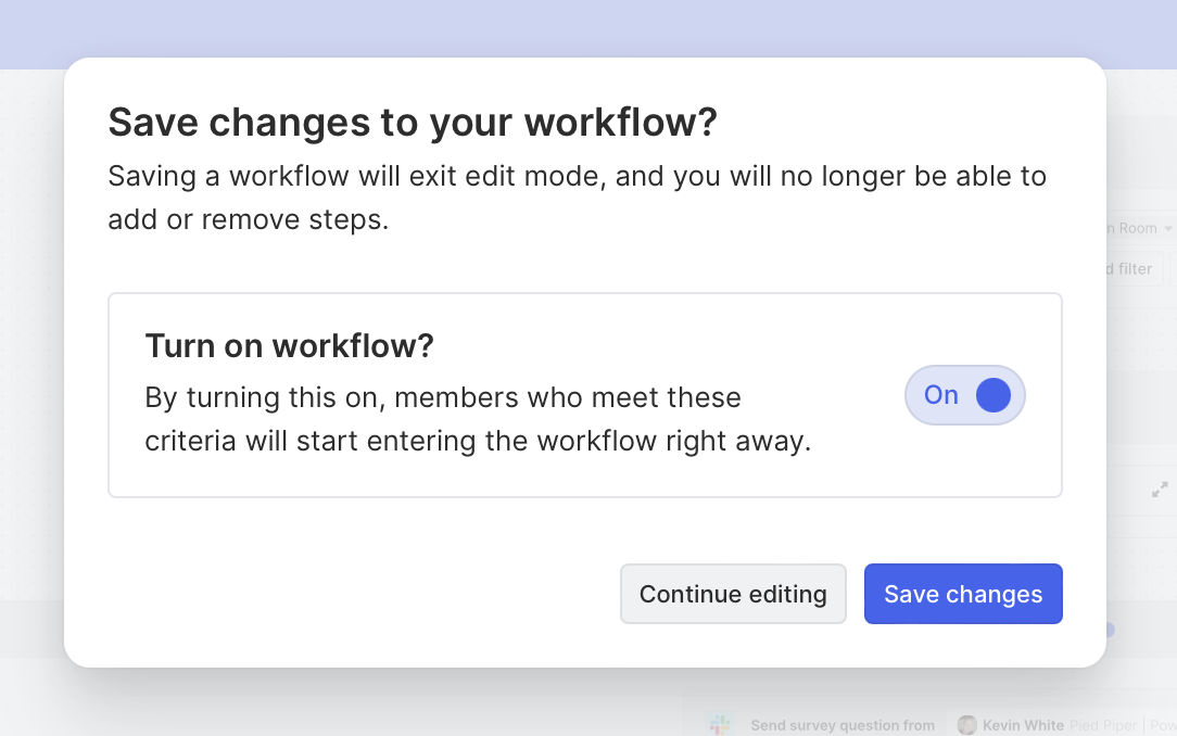 Toggle on the survey workflow