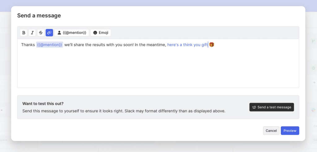 Send a custom message after a survey is completed