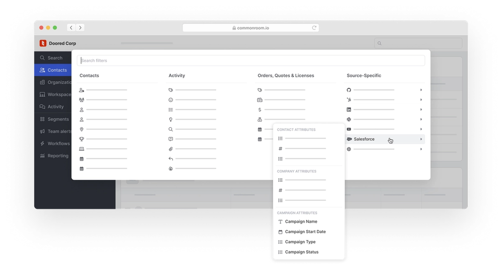 Salesforce Campaign attributes in Common Room