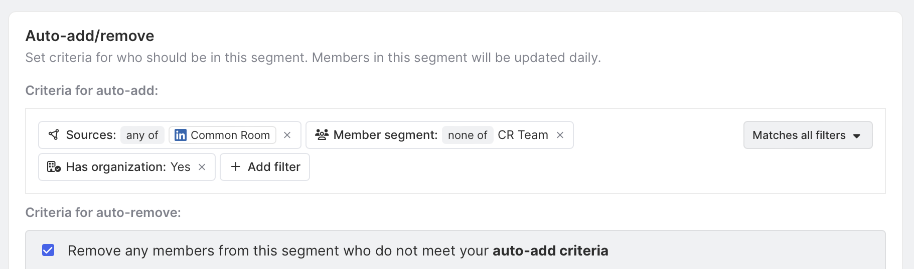 Set criteria to auto-add members
