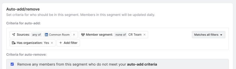 Set criteria to auto-add members