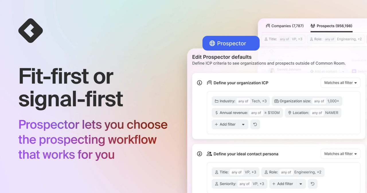 Blog title card with title: "Fit-first or signal-first: Prospector lets you choose the prospecting workflow that works for you"