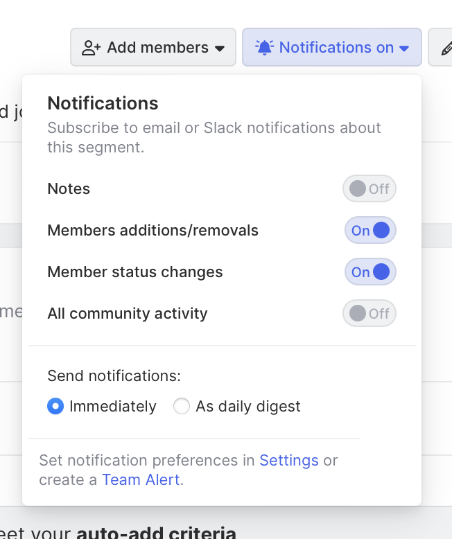 Get notifications when members are added or when status changes