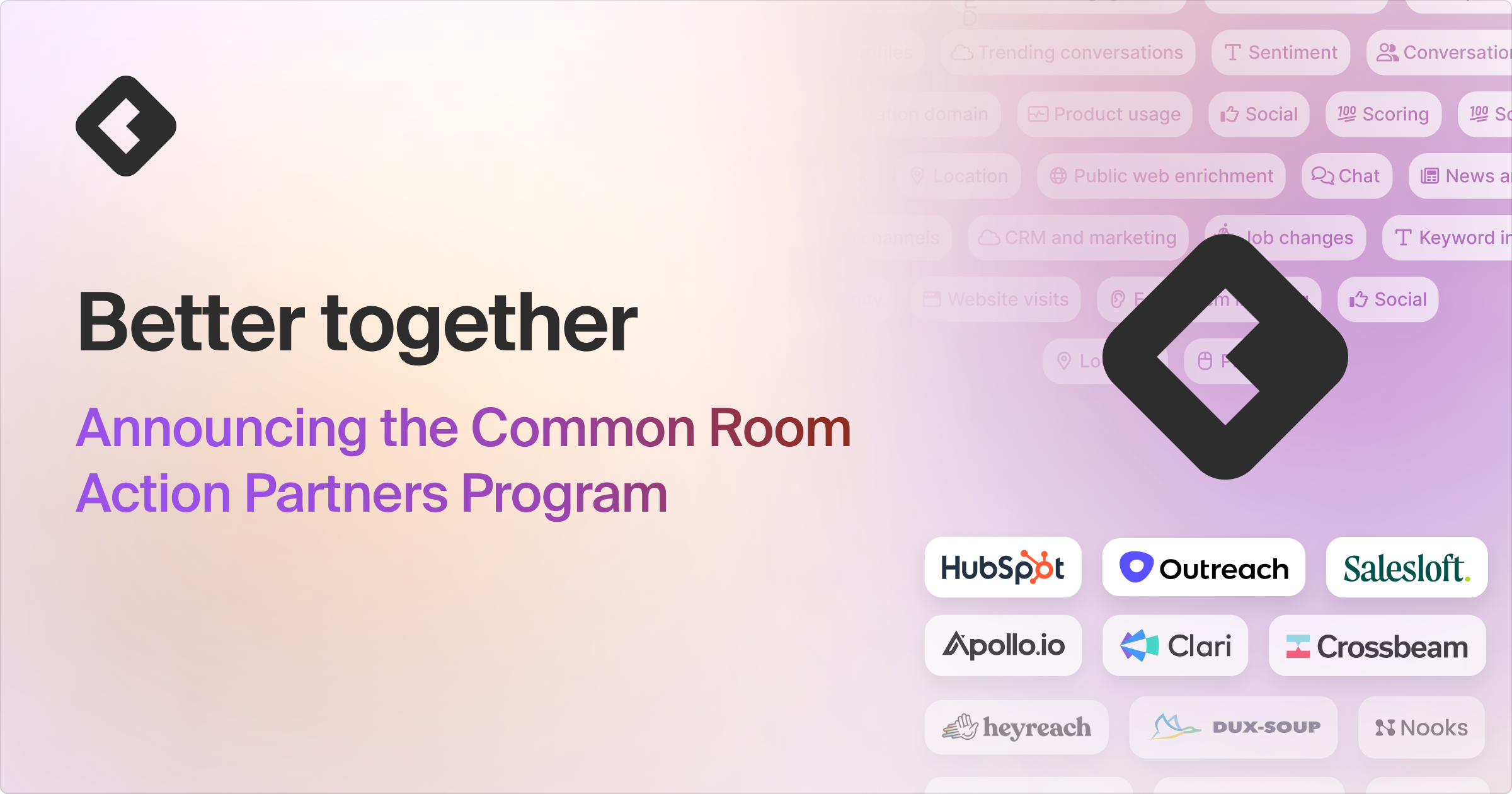 Blog title card with title: "Better together: announcing the Common Room Action Partners Program"