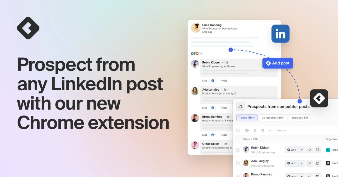 Blog title card with title: "Prospect from any LinkedIn post with our new Chrome extension"