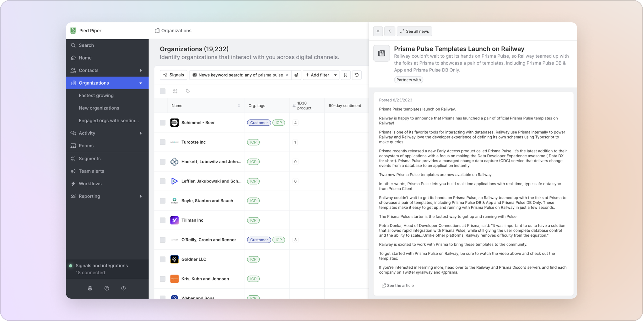 screenshot of news article and job listings pop out in common room