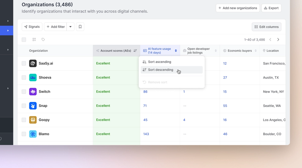 Sort calculated fields in descending or ascending order