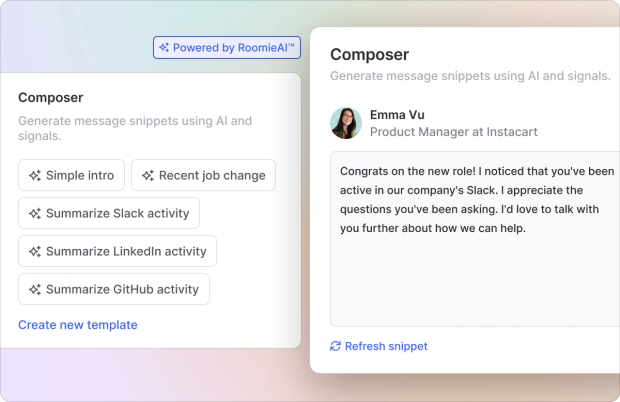 Image of RoomieAI message snippets