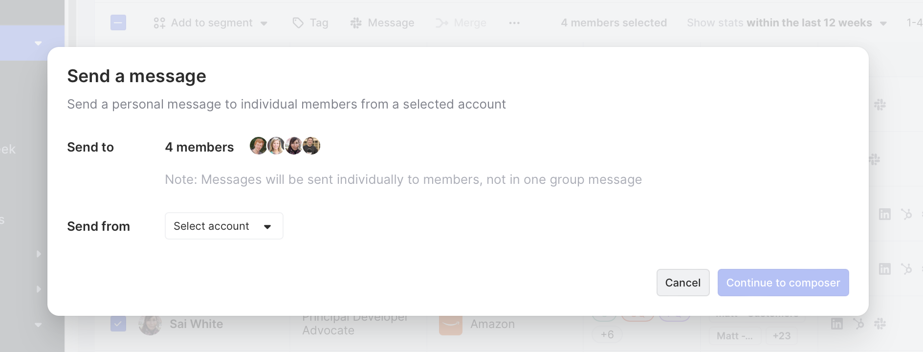 Send messages to select users