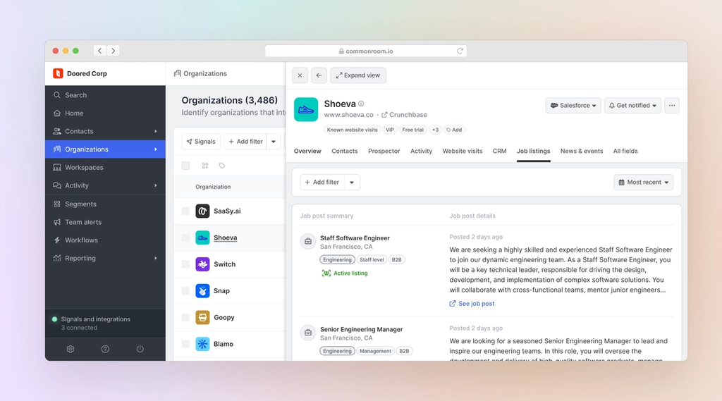 Job listings that match calculated field criteria