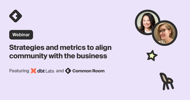 Blog title card with title: "Strategies and metrics to align community with the business"