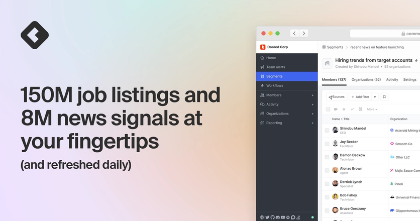 Blog title card with title: "150M job listings and 8M news signals at your fingertips (and refreshed daily)"