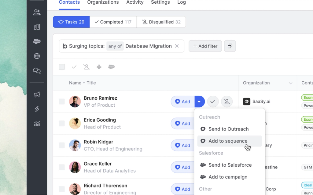 Image of sales workbench
