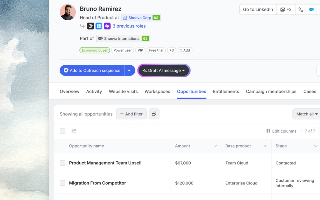 Contact profile with custom objects enabled