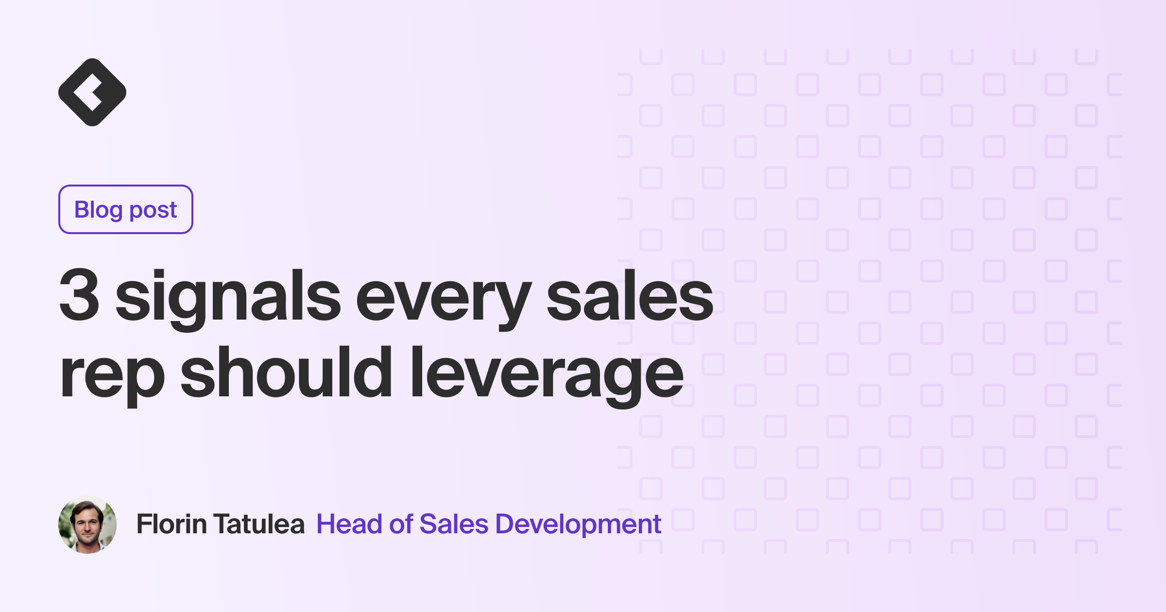 Blog title card with title: "3 signals every sales rep should leverage"