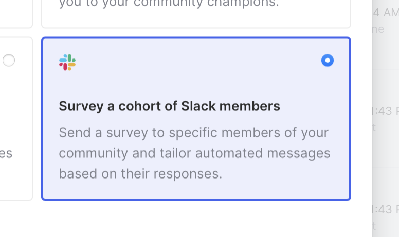 Option to survey a cohort of Slack members