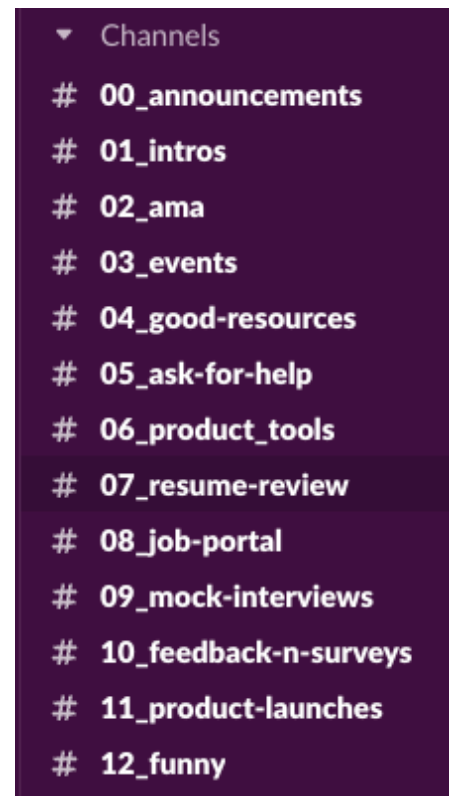 Image of Slack sidebar with channel list
