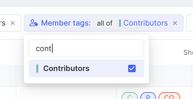 Filter members by tags