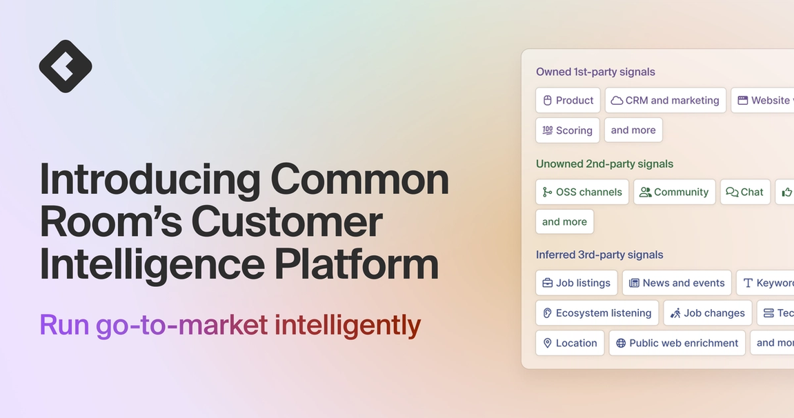 Blog title card with title: "Introducing Common Room's Customer Intelligence Platform: Run go-to-market intelligently"
