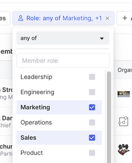 Filter members by role