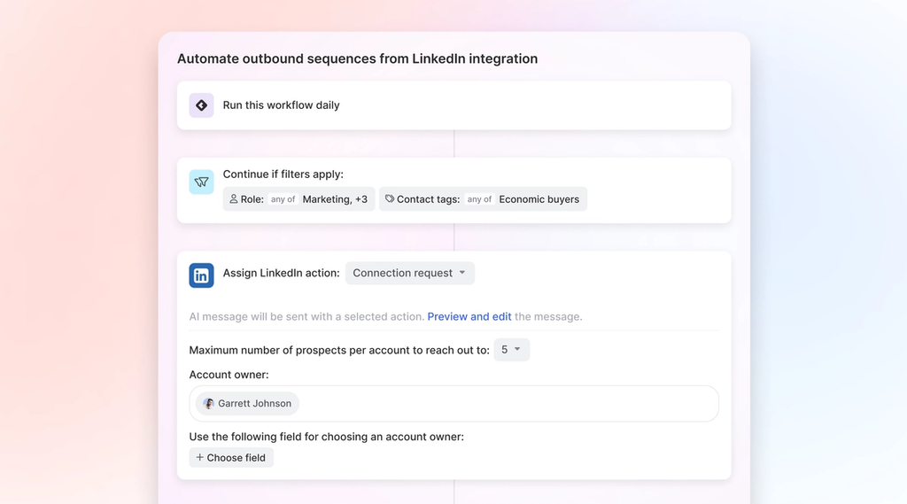Image of LinkedIn action workflow