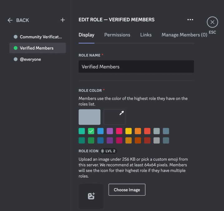 Create a new role for member verification.