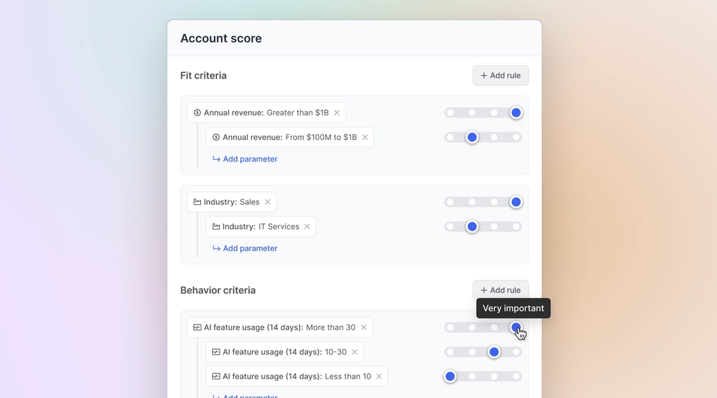 Adjust account scores using calculated fields