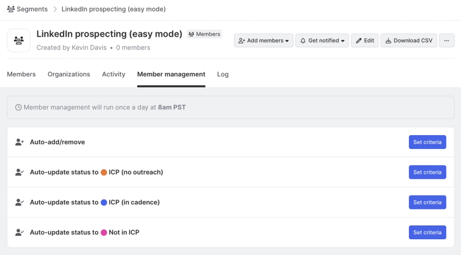 Set criteria to automate adding members to a segment