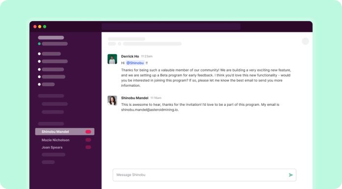 Slack screenshot showing bulk messaging