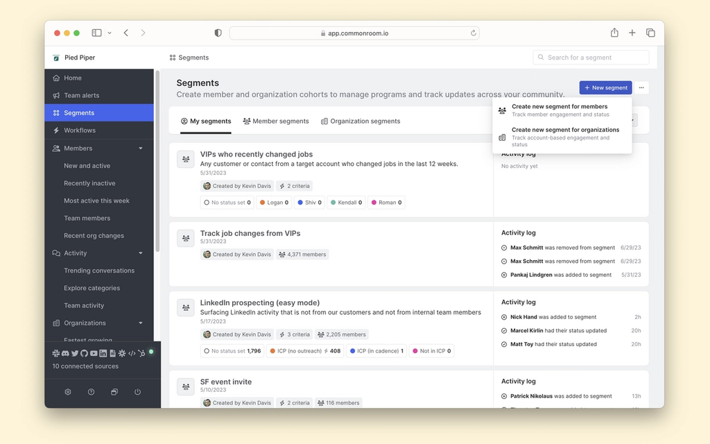 Create a new segment for members