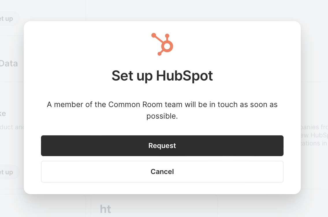 HubSpot connection request prompt