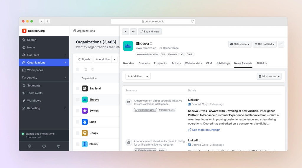 News & events matching calculated field criteria