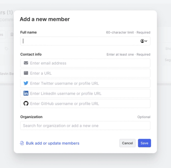 Add a new member individually or in bulk