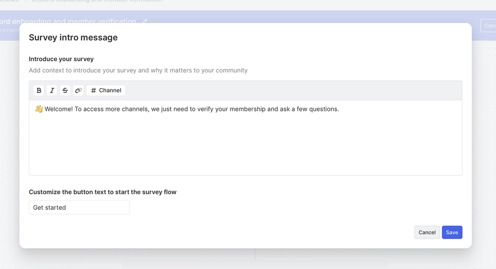 Set a custom onboarding welcome message